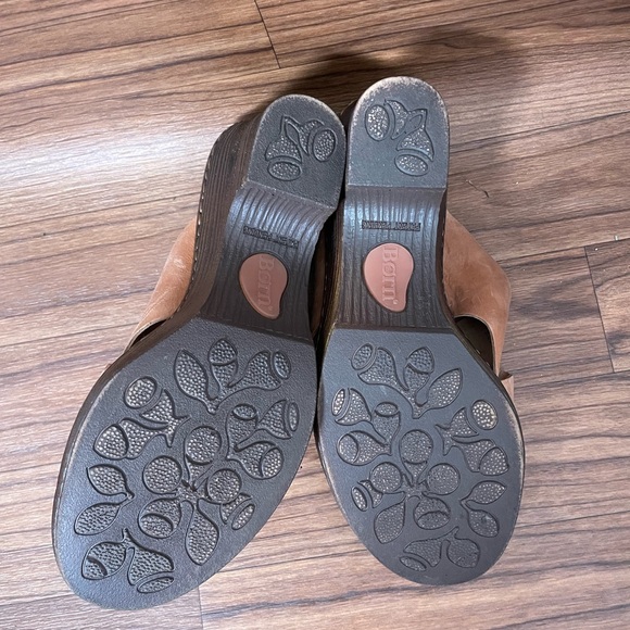 Born Womens Coney Leather Mules Platform Wedge Heel Sandals Tan Brown Size 7 - Picture 6 of 10